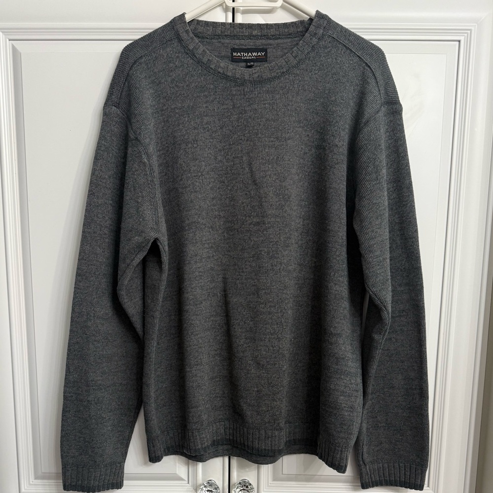 Hathaway Casual Men’s XL Grey Crew Neck Long Sleeve Heavyweight Sweater Winter